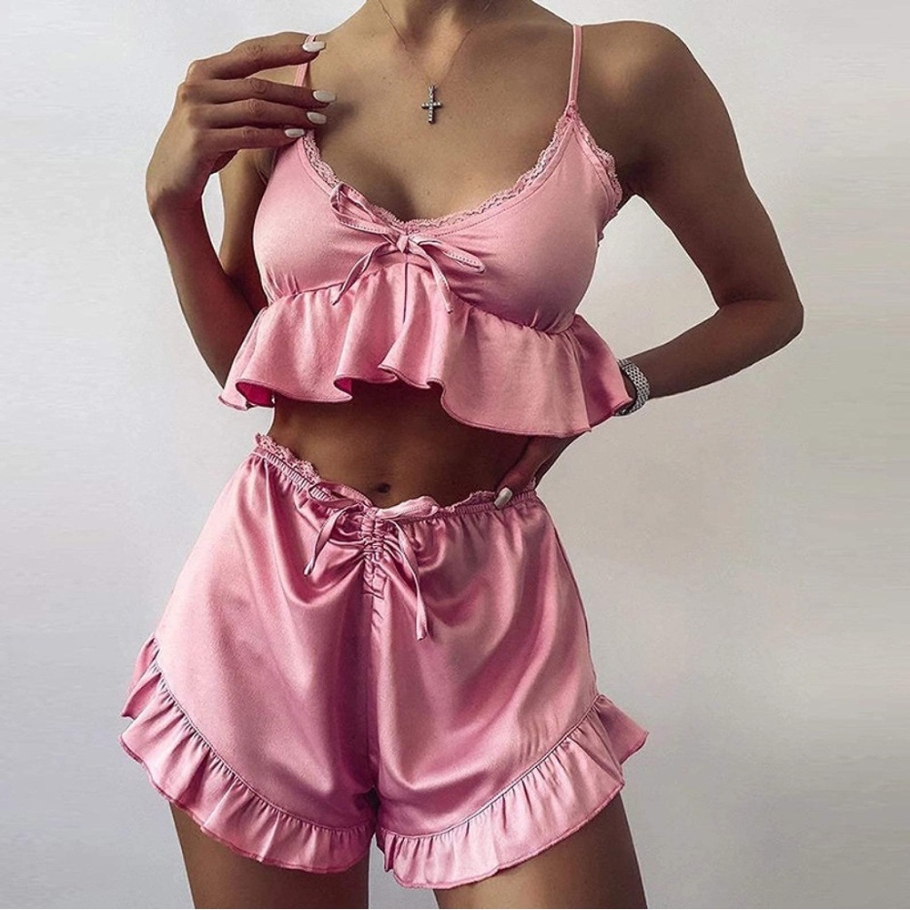 Tiger Mist Pink Ruffle Pajama Set